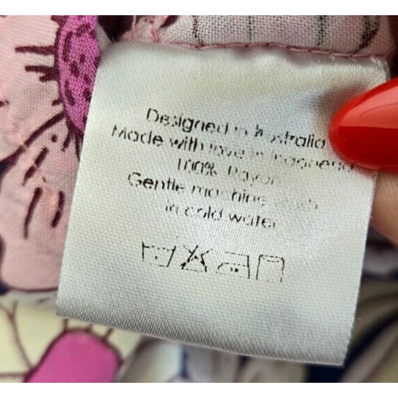 Palm Collective Womens High Rise Shorts Medium 70s Vintage Floral Pink Blue Boho - Picture 12 of 15